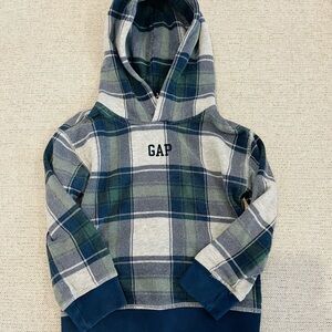 GAP Kids Checkered Hoodie - Navy and Forest